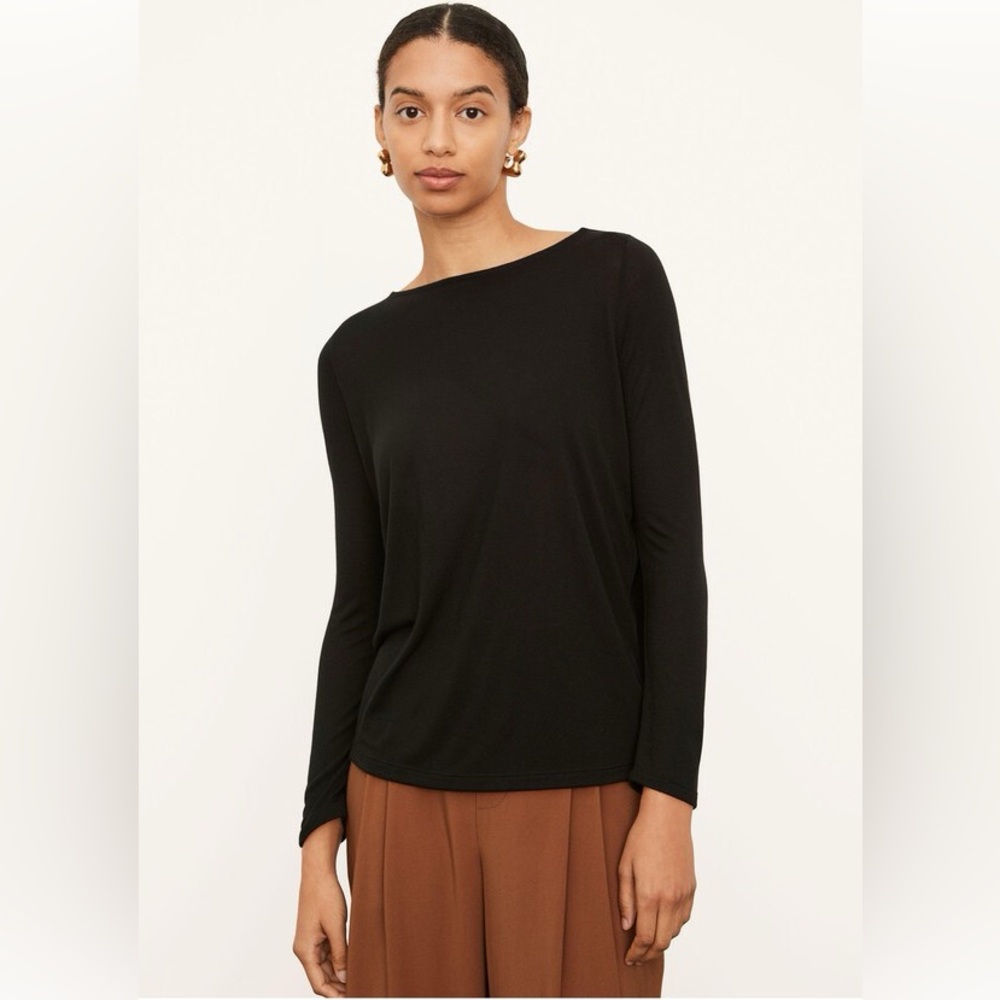 Vince Boat Neck Dolman Long Sleeve T-Shirt in Black (XS)